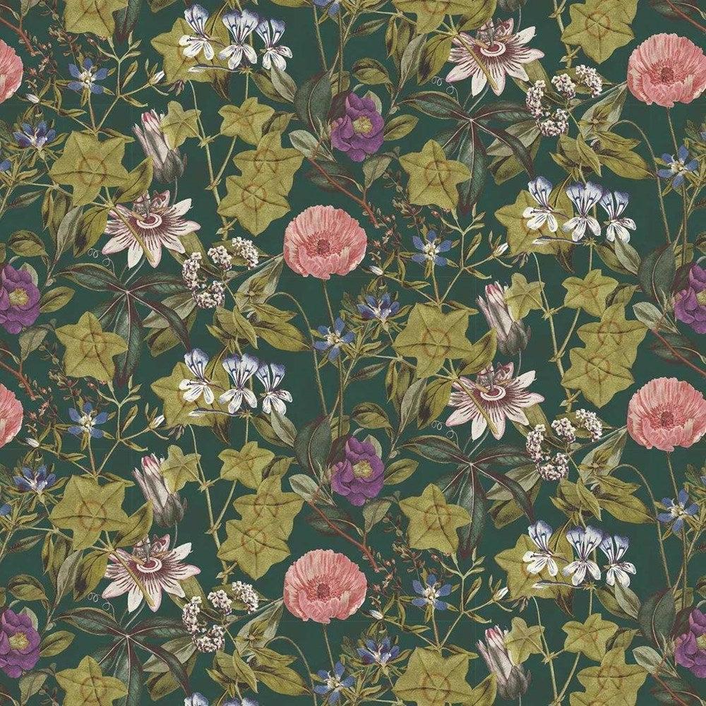 Emerald - Passiflora Velvet By Clarke & Clarke || Material World